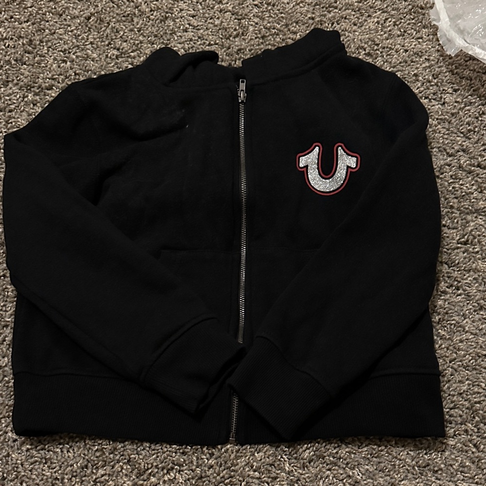 True Religion Kids Black Zip-Up Jacket with Logo